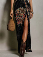 Nerelia Ginevra - Abito Stampato Bohemien con Profondo Scollo a V