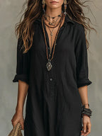 Willow Nerelia – Abito Maxi Camicia Elegante con Spacco | Stile Boho Chic